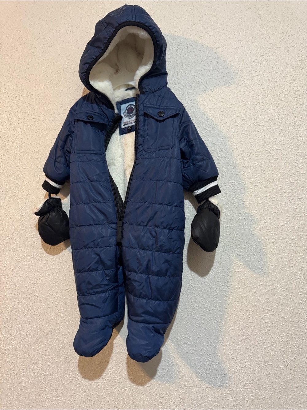 Urban Republic Navy Quilted Infant One-Piece Snowsuit with Hood